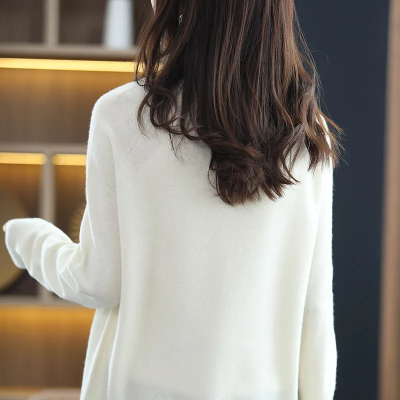 Tailor Sheep Women Merino Wool Cardigans Sweater O-neck Autumn Winte Knitted Cashmere Single Breasted Solid Color Bottom Tops