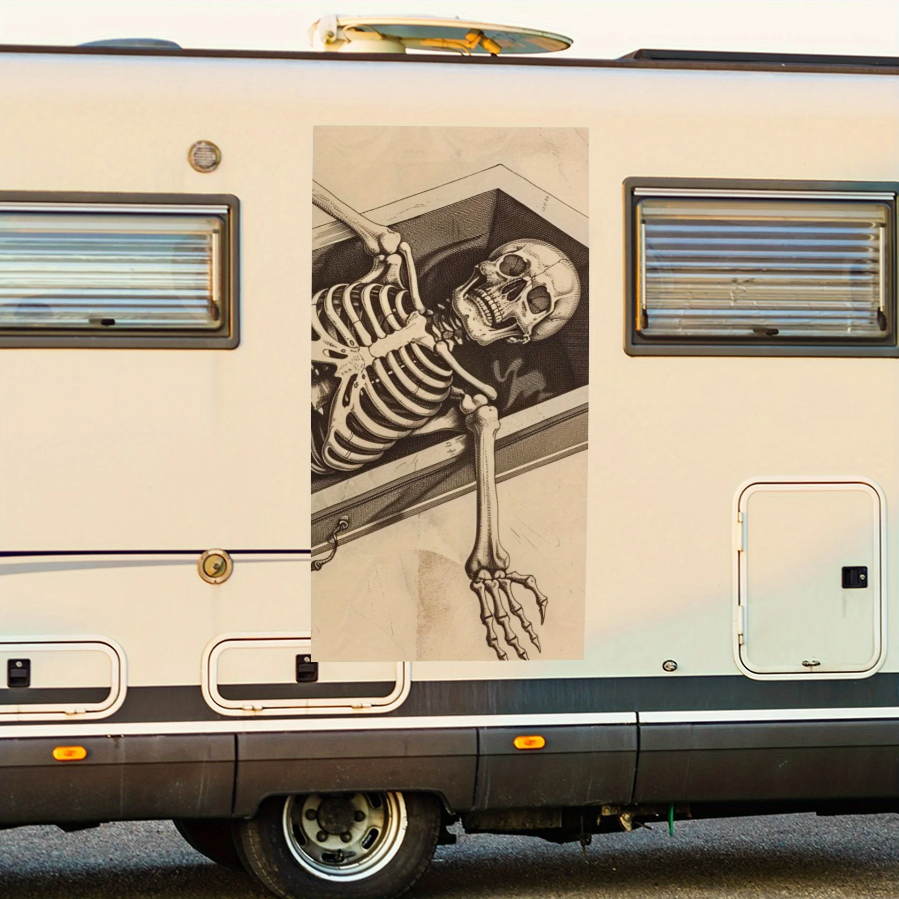 

Восстановительный скелет в виде гроба, автомобильная наклейка, виниловая наклейка на сторону дома двигателя, водонепроницаемая самоклеящаяся виниловая наклейка