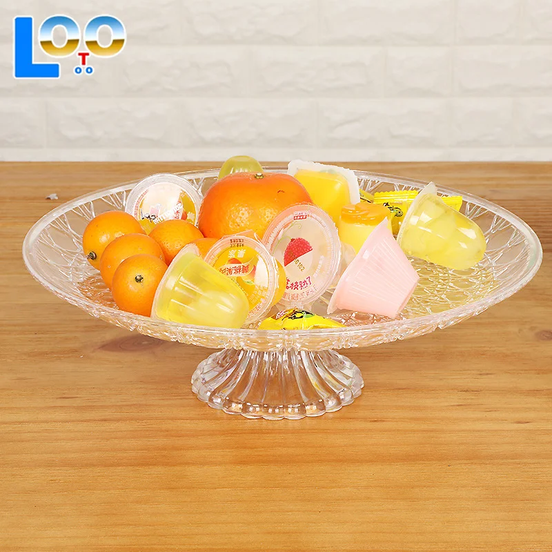 Acrylic Clear Serving Plates Fruit Dessert Salad Tray Cupcake Display Stand Round Dinner Plate Kitchen Supplies