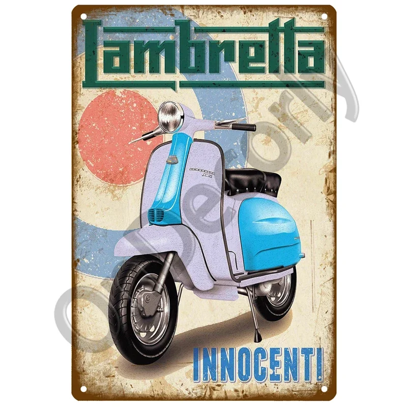 Lambretta Motor Plaque Metal Vintage Tin Sign Shabby Chic Decor Metal Signs Vintage Bar Decoration Metal Poster Pub Metal Plate