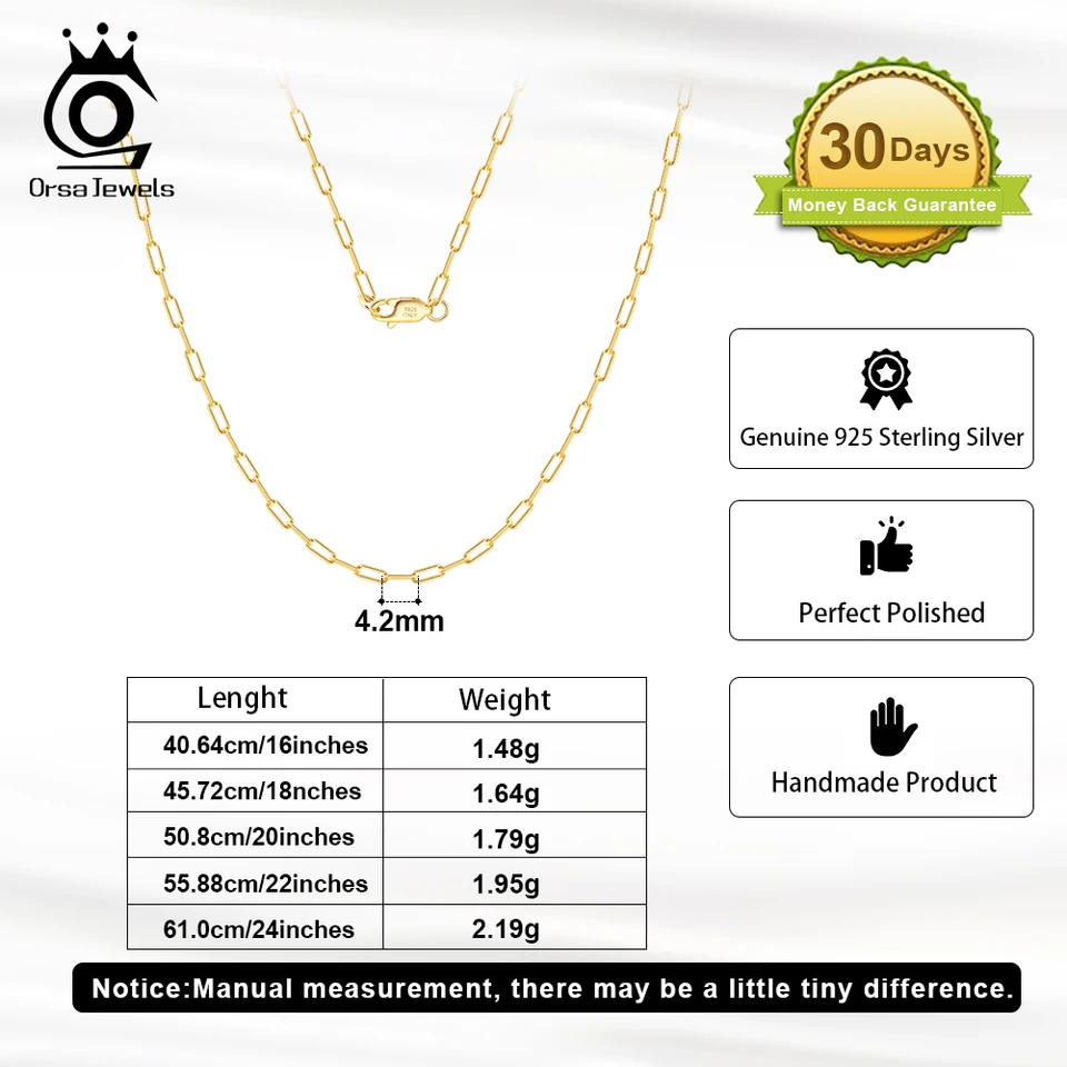 ORSA JEWELS 14K ゴールド 925 スターリングシルバー 1.8 ミリメートル