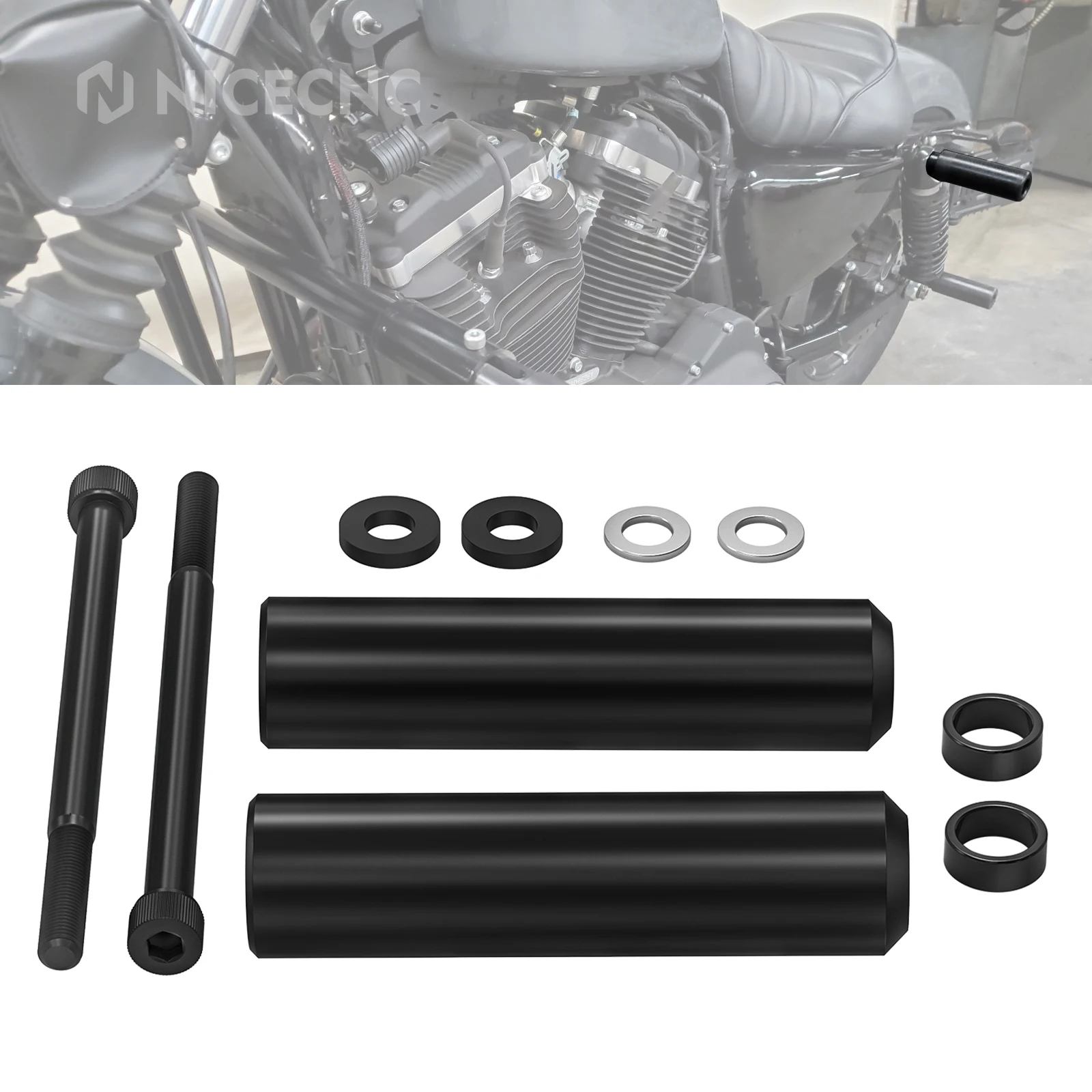 

For 2009-2014 Harley Iron 883 XL883N Rear Crash Bar 6.5" Shock Sliders for Iron 1200 2018-2021 72 XL1200V Seventy Two 2012-2017