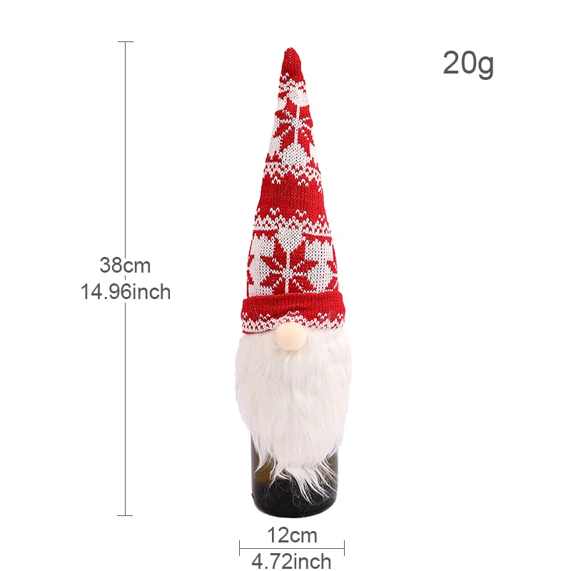1Pc Knitted Christmas Faceless Gnome Wine Bottle Cover Santa Bottle Topper Xmas Home Table Party Decoration
