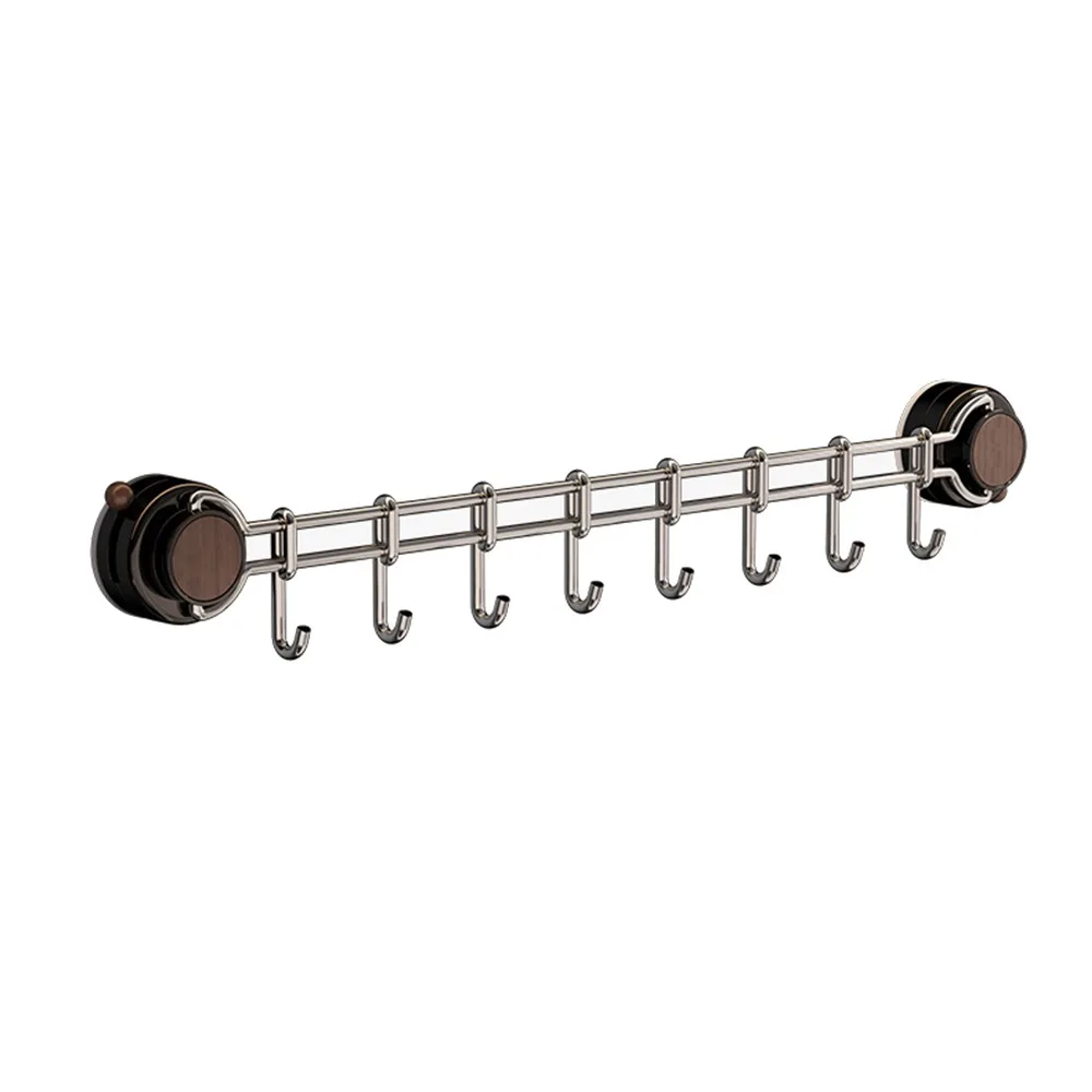 

8 Hooks Suction Cup Kitchen Hook Adjustable Space Saving Wall Mounted Utensil Holder Sliding Easy To Install