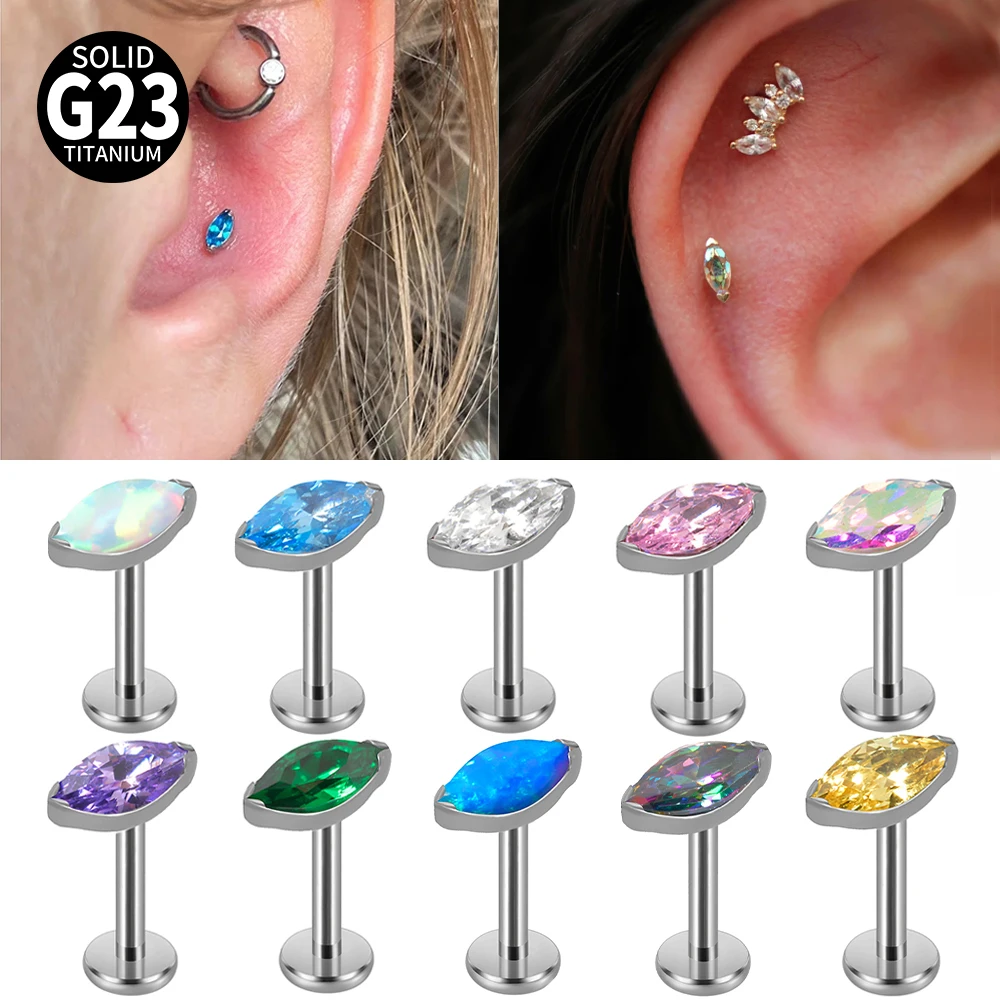 Solid Titanium Marquise Labret