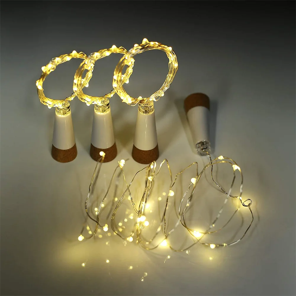 5-pack 2m Cork Bottle Fairy Lights USB Rechargeable Christmas Garland String Lights for Bedroom Room Home Wedding Party Decor