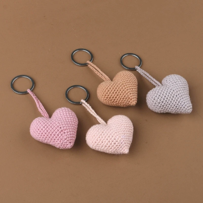 Cotton Loves Heart Crochet Hook Toy Pendant Keychain for Valentines Day Decor