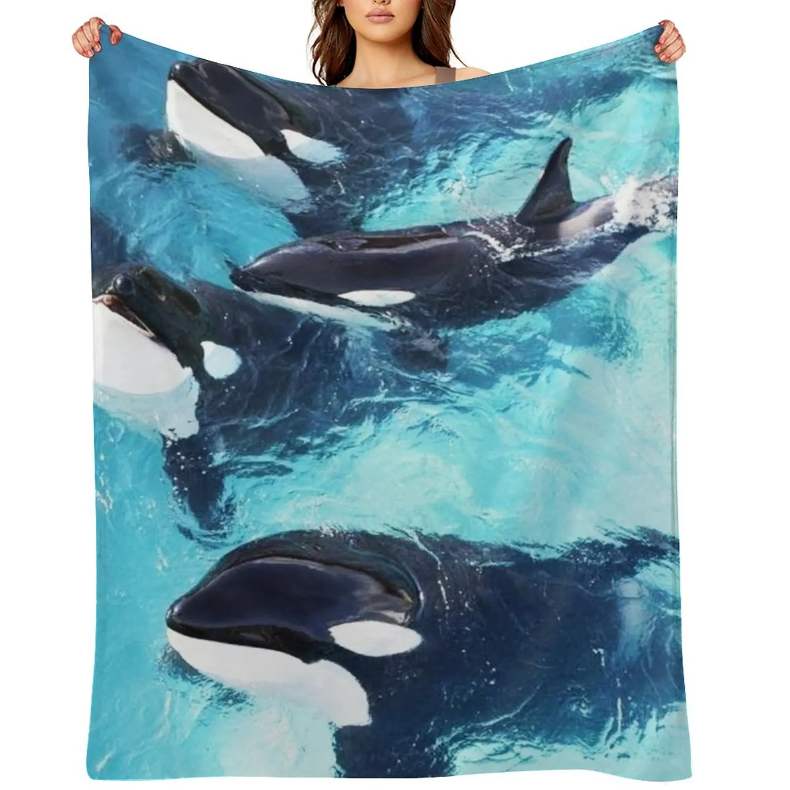

Whale in Blue Ocean Throw Blanket Warm Bed covers Sofa christmas decoration Blankets