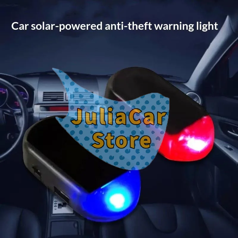 Fake Solar Car Anti-Theft Alarm LED Warning Light Flashing Simulated Lamp Easy to Install for Vehicle Parking Protection