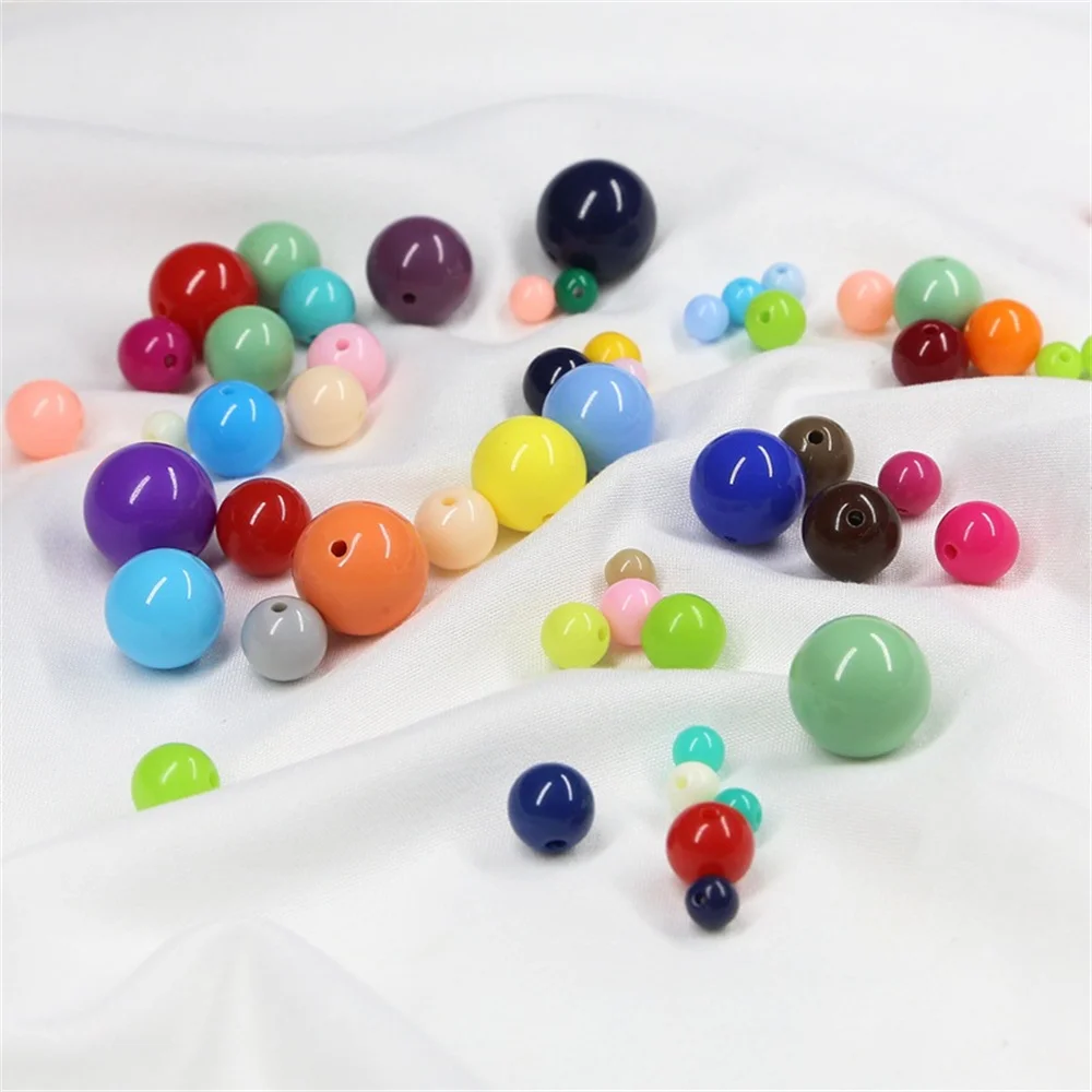 Loose Balls 500g Candy Color Acrylic Round Beads 6mm 8mm 10mm 12mm 14mm 16mm 20mm Spacer beads for needlework & Jewelry Making