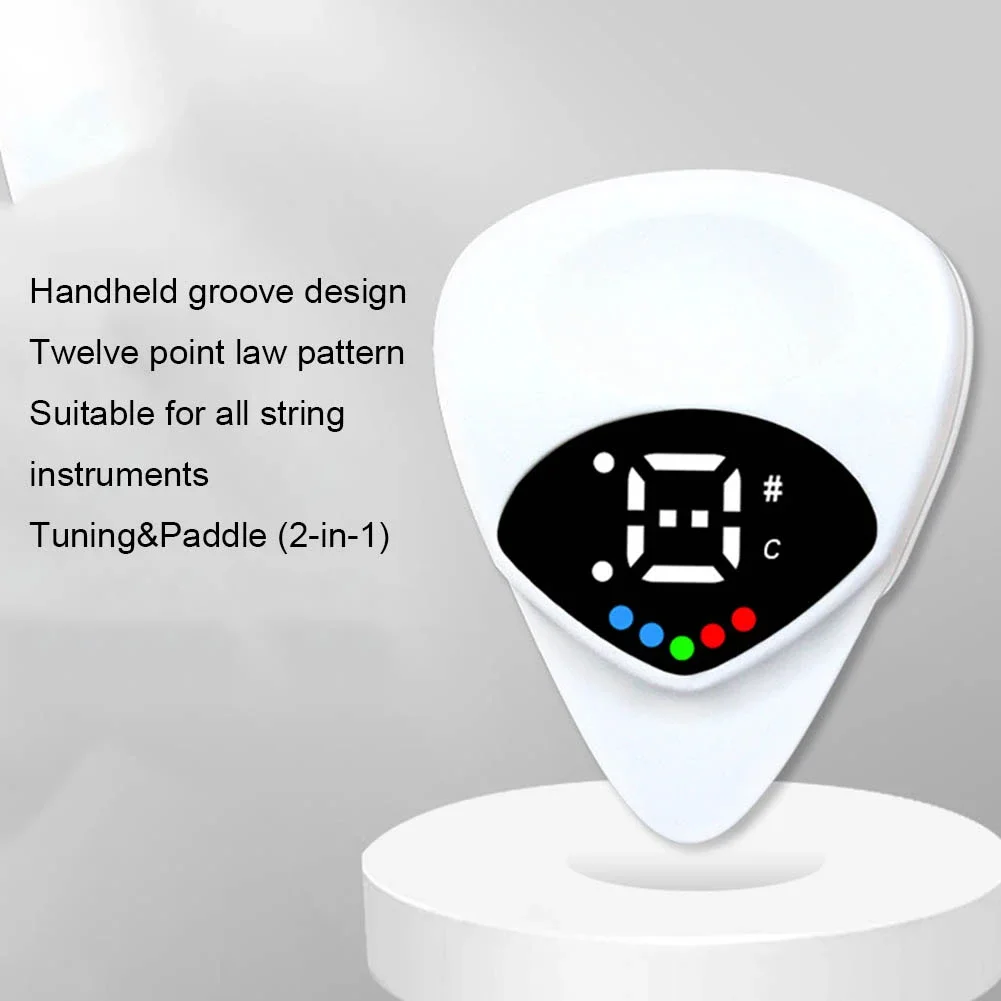 

Portable Guitar Pick & Tuner Combo 2-in-1 Functionality with Guitar Pick Tuner Folk Guitar & Ukulele 12-Tone Equal Temperamen