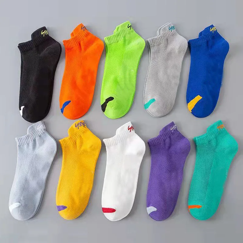 5 Pairs Bright Color Ankle No Show Socks Men Breathable Street Fashion Sport Deodorant Invisible Travel Running Socks