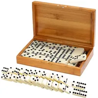 Double Six Dominoes Set Entertainment Recreational Travel Game Toy Black Dots Dominoes