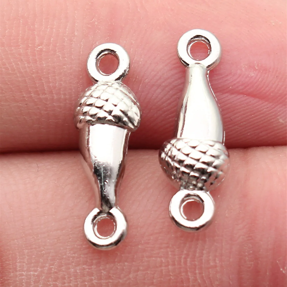 20pcs 20x6.6x4.9mm Rhodium Color Acorn Connector For Hand Crafts Making