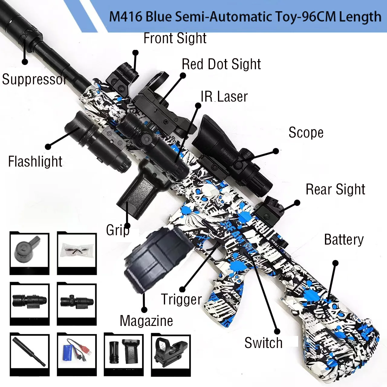Nieuw automatisch elektrisch gelbalblasterpistool |   Milieuvriendelijk buitenschietspeelgoed met groot bereik voor teamgevecht |   Veilige gelblasters