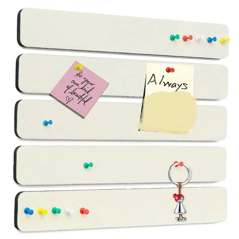 5pcs Board Felt Wall Strip 50pcs Pins Cork Notice Pictures Tack Bulletin Message Strip Notes Bar Tiles Display Self Memo Hanging