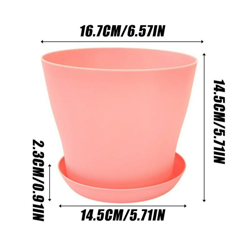 Plant Pot Set with Drainage Holes and Matching Tray PP Resin Colorful Planter for Indoor Succulent Cactus Herb Garden Windowsill view 6