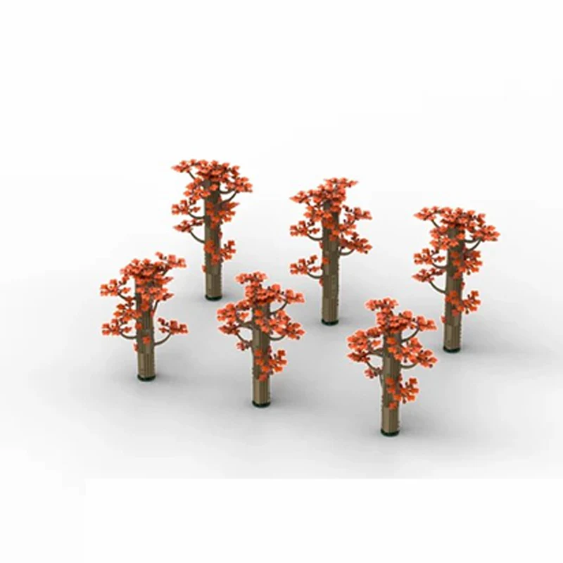 Creators Plant Series Model MOC Building Bricks Orange-Red Bushes Modular Technology Gifts Holiday Assemble Children Toys Suit