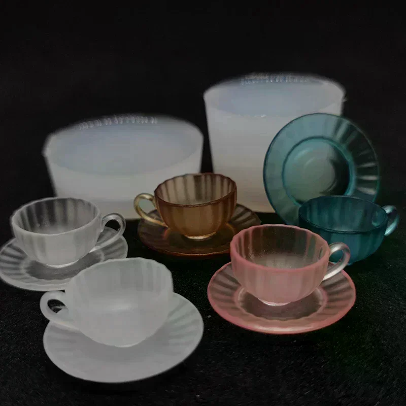 Juego de comida y juego para casa de muñecas, taza de té en miniatura, molde de silicona, epoxi UV, accesorios para muñecas, decoración de escena de juguete, 1 Juego