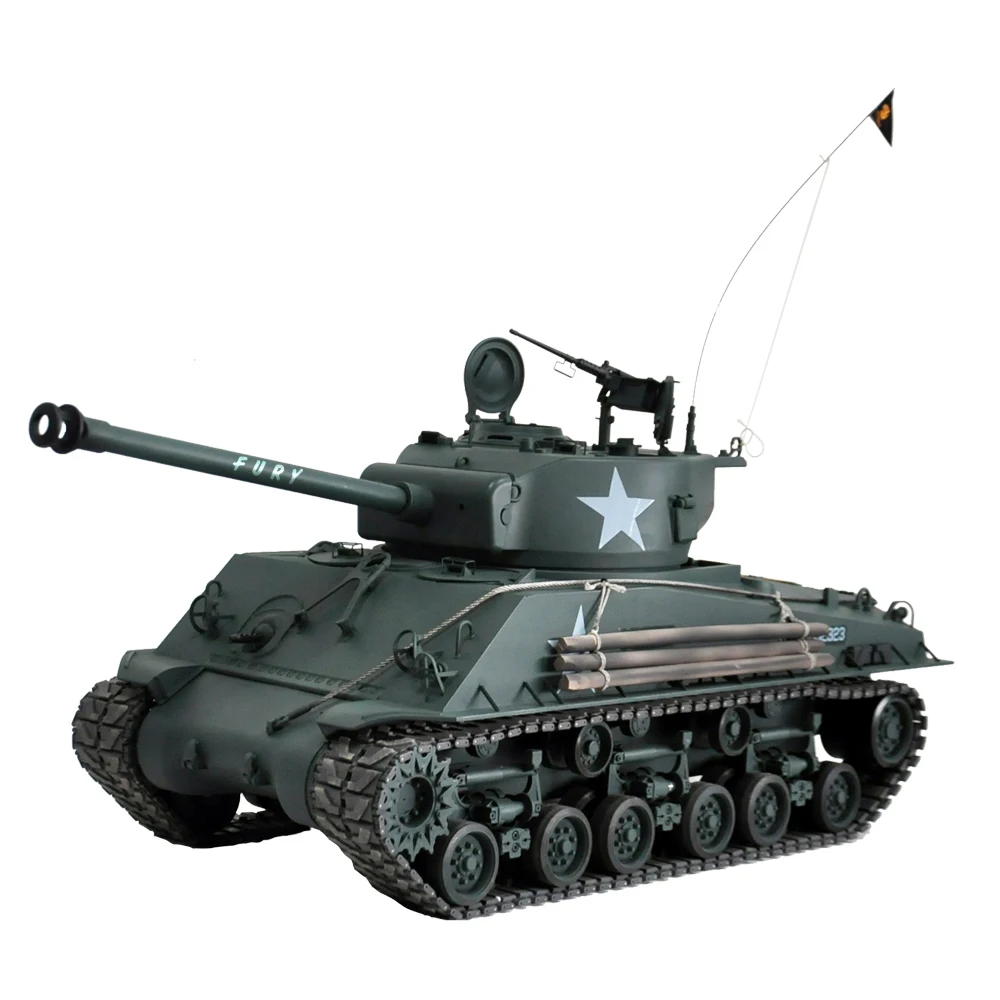 1/10 EE. UU. M4A3E8 Sherman Medium Rc Tank Fury M4 RTR-PANZER Ready to Run Medio metal pintado y ensamblado