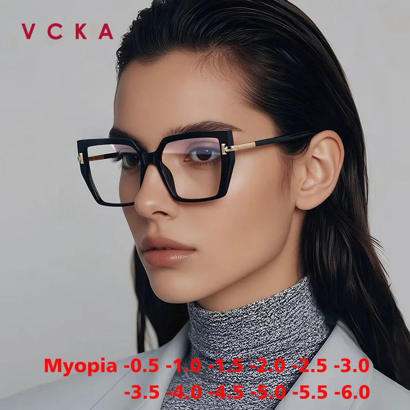 

Очки VCKA 2026: Новые модные женские очки с большой квадратной оправой, защита от синего света, индивидуальная рецептура, утолщенная оправа, от -0.50 до -10.0