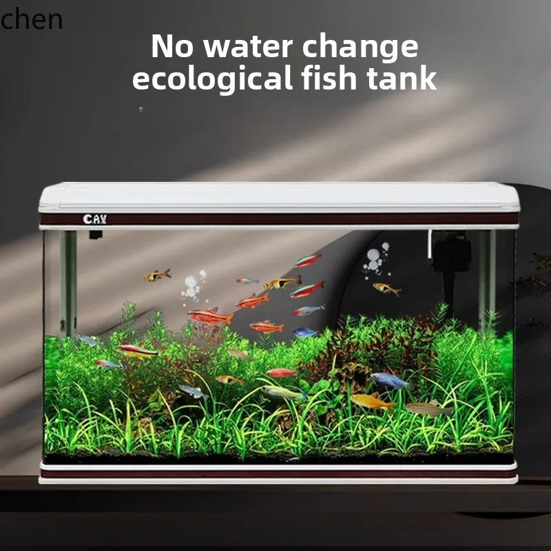 Fish Tank Home Living Room Medium Ecological Goldfish Tank Desktop Glass Rectangular Lazy No Water Change Aquarium