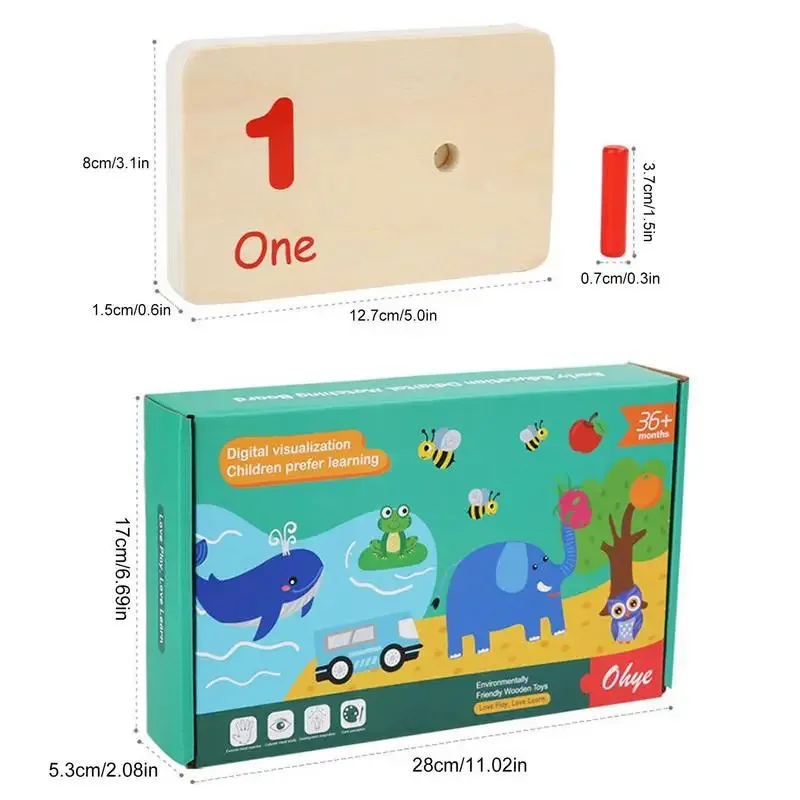 TOPMAYA 몬테소리 나무 계산 페그 보드 유치원 장난감 수학 및 숫자 교육 학습