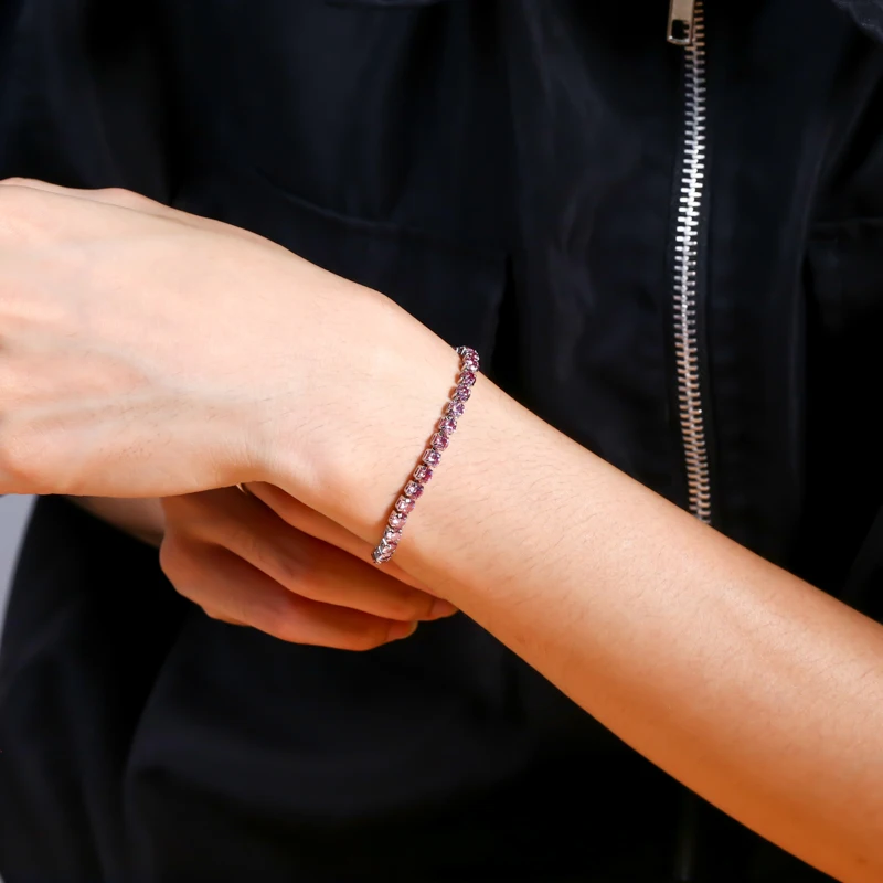 

Теннисная цепочка с муассанитом, стерлинговое серебро S925, полный размер, 3/4 мм, браслет с муассанитом, ожерелье, позолоченное ювелирное изделие в стиле хип-хоп для мужчин и женщин