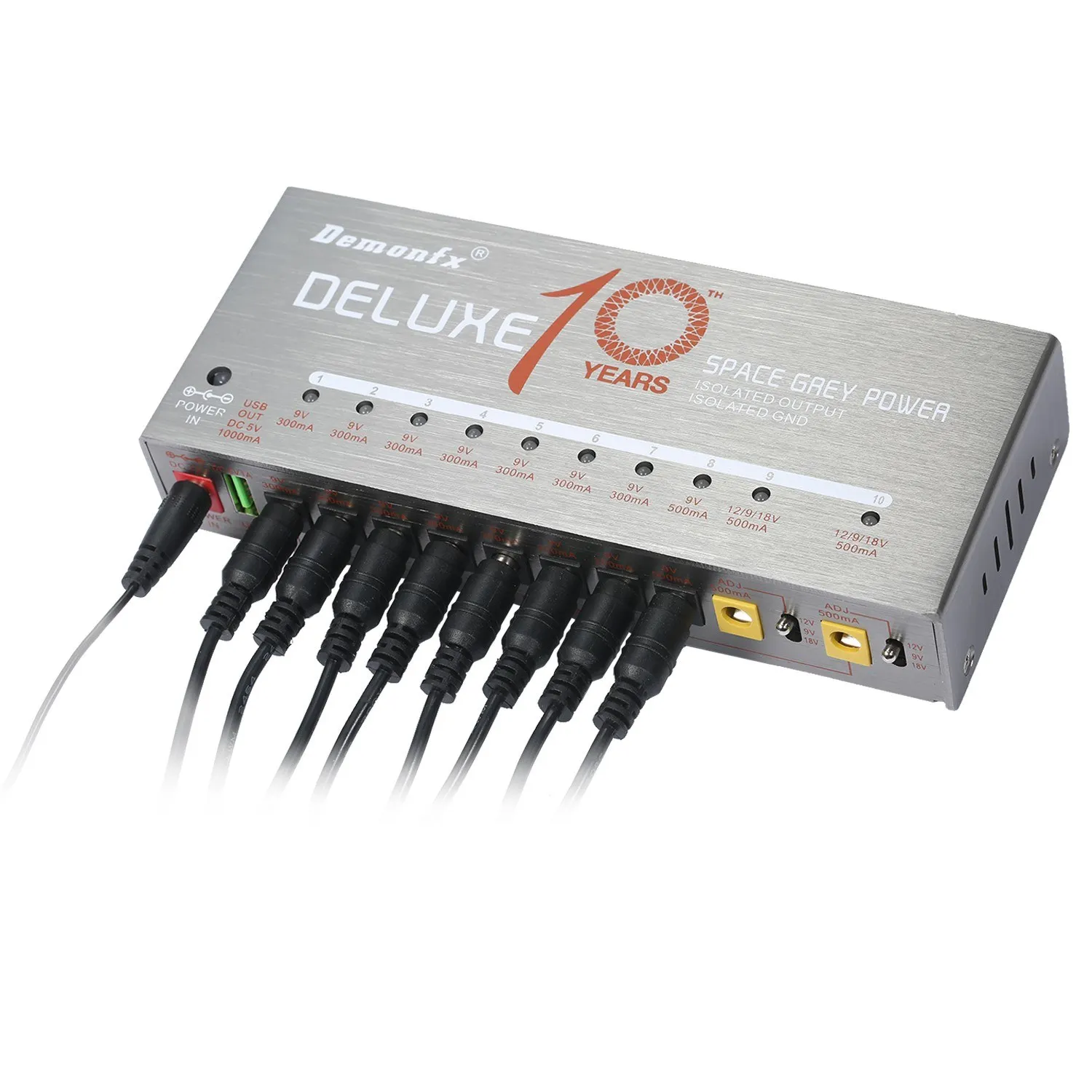 

Hooqu Guitar Power Supply 10 Isolated Output For 9V/12V/18V Effect Pedal With USB Charging Port Short Circuit & Overload Protect