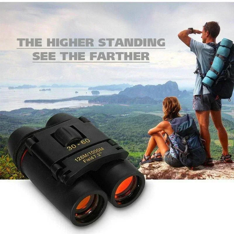 30x60 Compact Zoom Binoculars Long Range 1000m Folding HD Powerful Mini TelescopeOptics Hunting Sports Camping Tourism Outdoor