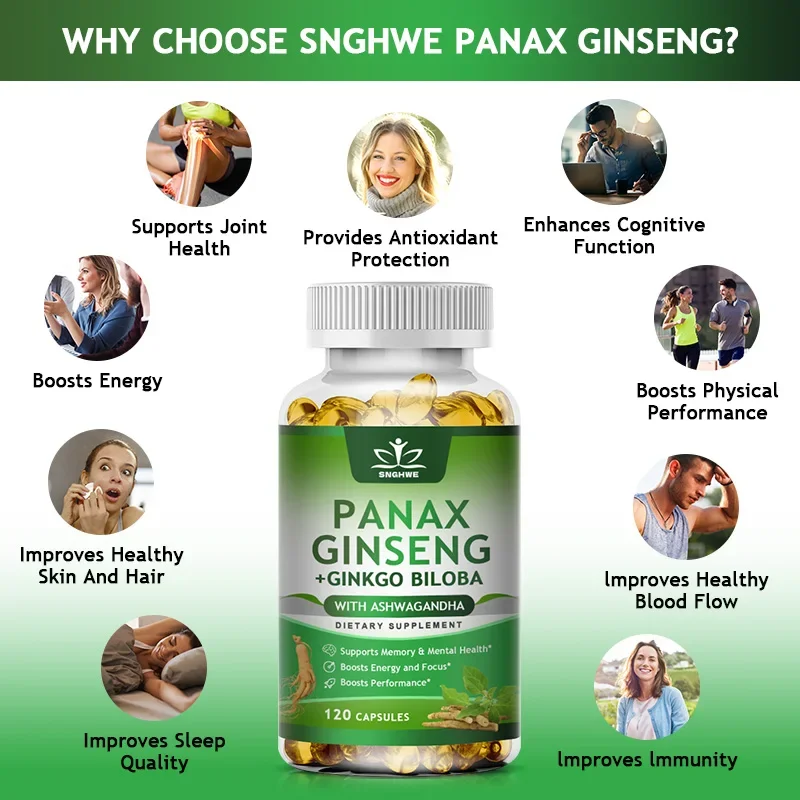 Best Panax Ginseng Capsulas with Ashwagandha Relieve Fatigue-Male Enlargement Pills-Men's Energizer, Size & Stamina-Enhance Endu