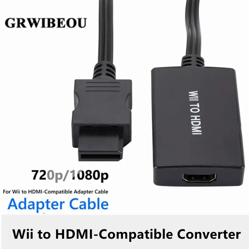 GRWIBEOU Wii to HDMI-Compatible Converter Wii to HDMI-compatible Adapter with 3.5mm Audio Jack Supports Wii display for PC HDTV