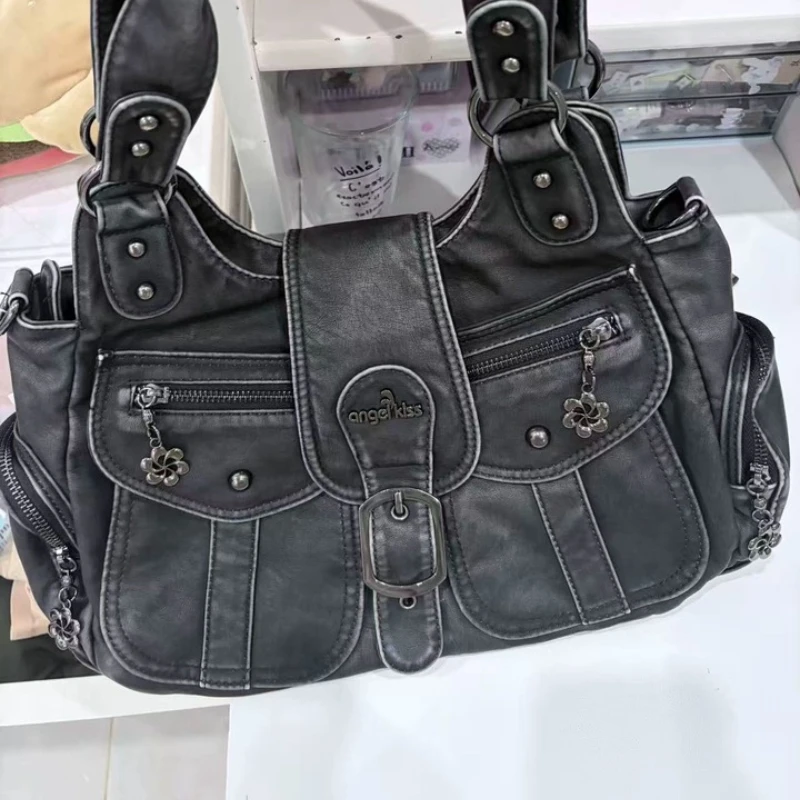 Angle Kiss  Y2k Vintage Y2K Multi Pocket Crossbody Bag Women Shoulder Bags Large Capacity Purses Handbags  