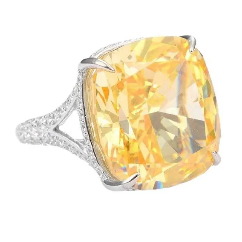 KQDANCE 925 Sterling Silver Sapphire Citrine High Carbon Diamonds Gemstone Wedding Ring For Women Fine Jewelry