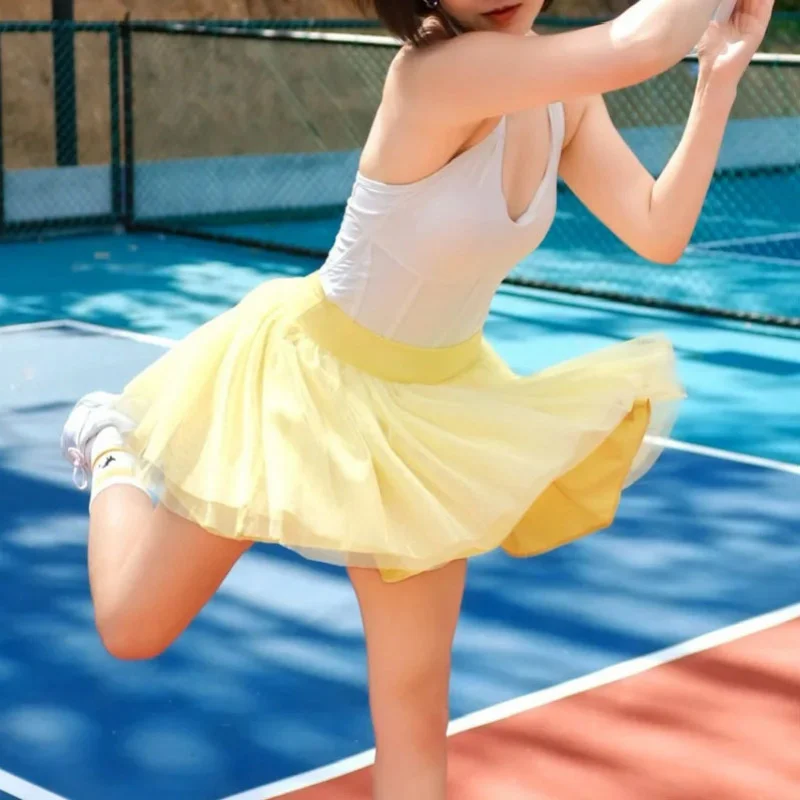 

Женская теннисная юбка-шорты SharpStar из сетки: модная, повседневная, быстросохнущая, для бадминтона, с высокой талией, для бега