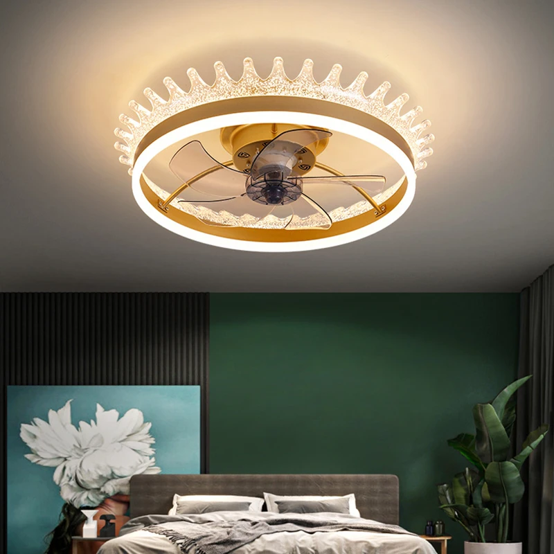 Nordic Minimalist Children's Room Ceiling Fan Light Bedroom Dining Room Living Room Boy Girl Led Electric Fan Lamp Chandelier