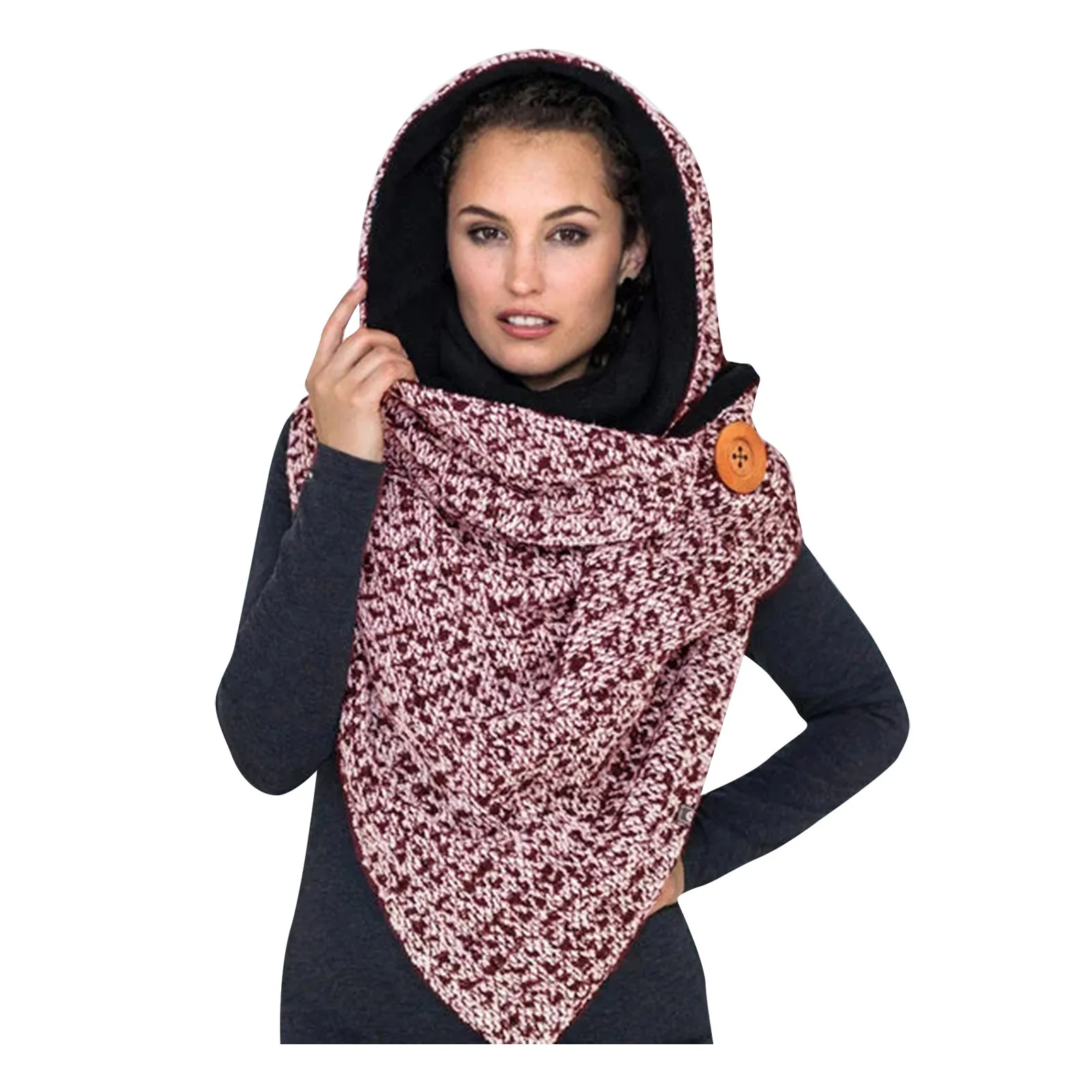 Printing Winter Soft Warm Casual Bib Shawls Wrap Scarf with Pom Head Wrapping Scarves for Women Tan Shawls Women Neck Scarf