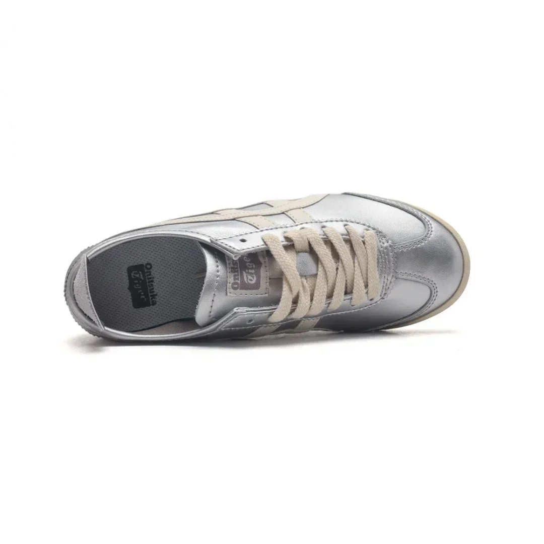 Onitsuka Tiger MEXICO 66 Men and Women Skateboarding Shoes Unisex Low-top Outdoor Sneaker Silver