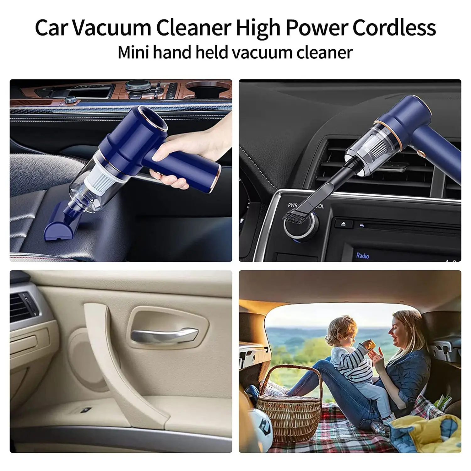 Handheld Cordless Vacuum Cleaner,USB 42000 RPM Portable Compressed Air Dust Blower,Rechargeable Mini Car Vacuum Cleaner