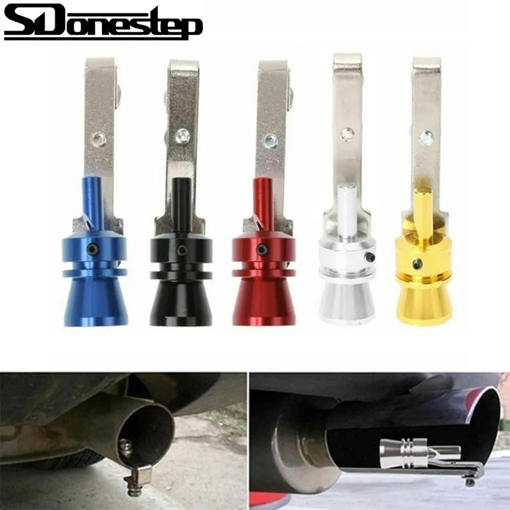 

Universal Aluminum Simulator Vehicle Refit Device Exhaust Pipe Turbo Sound Whistle Muffler S/M/L/XL Red Black Blue Gold Silver