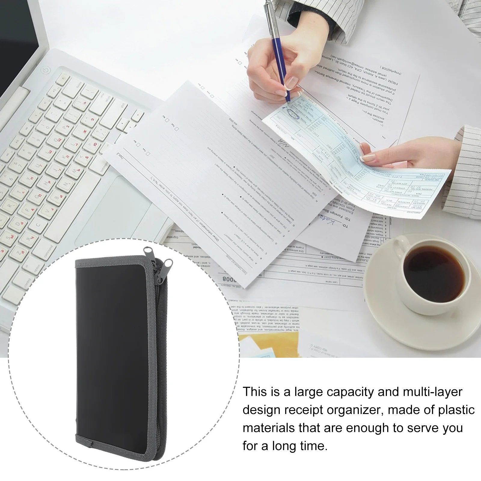 

2Pcs Small Receipt Organizer Multi Function Accordion File Folder Plastic Expanding Filing Bag Office File Holder Zipper Closure