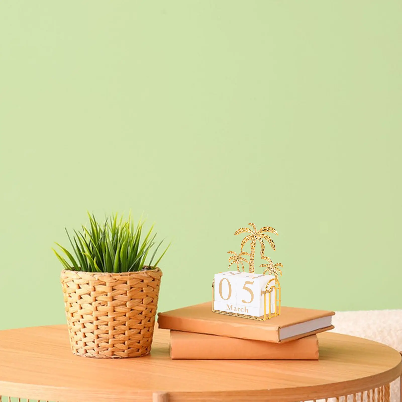 

1 Set Wooden Block Desktop Decor For Office Home Reusable Table Calendar Standing Block Desk Accessory Household Wood Calendar