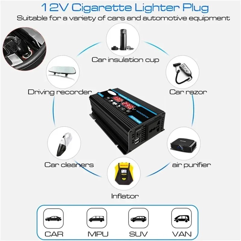 12V to 110V/220V Solar Panel System 12V Solar Panel Battery Charge Controller 4000W Solar Inverter Kit Complete Power Generation