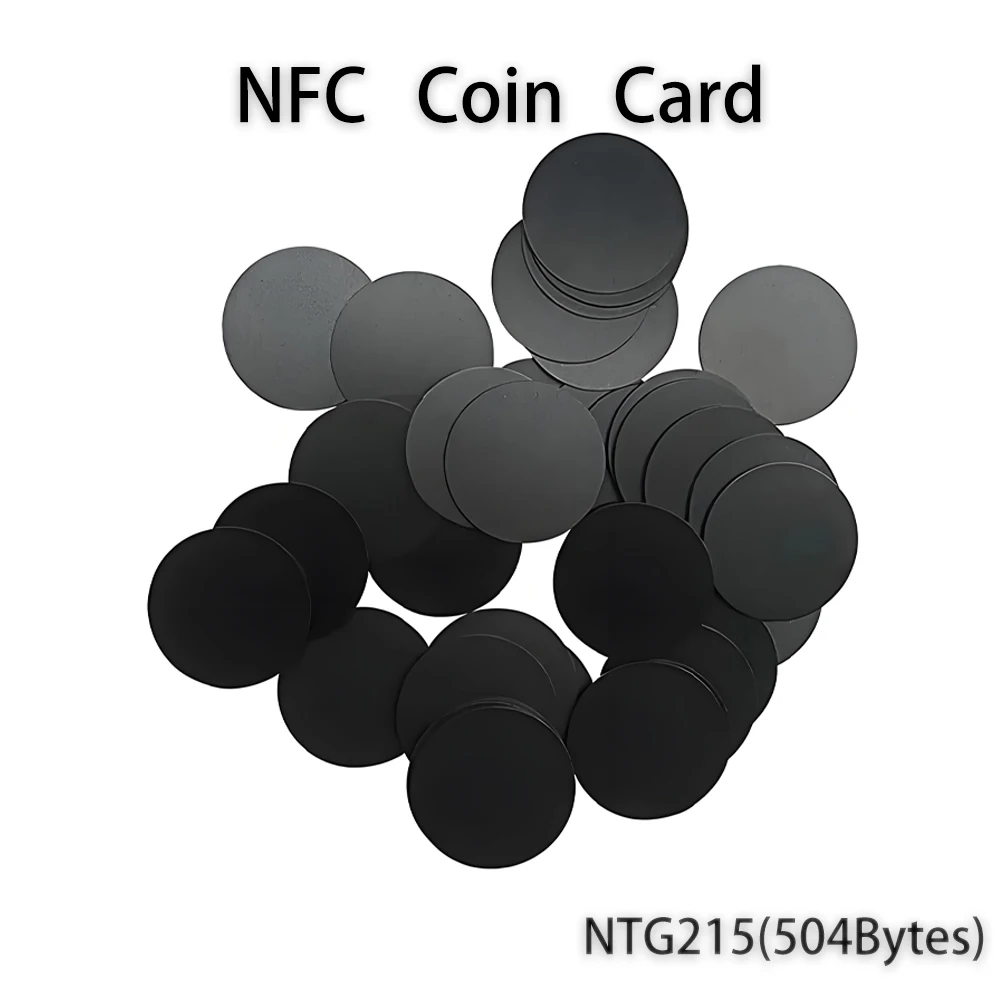 10pcs Black NFC 215 NFC Card Pastable Tag Can Written by Tagmo Works with Switch Available for All NFC Mobile Phone