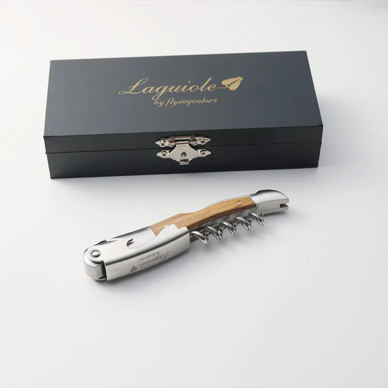 1Pcs Laguiole Wine Corkscrew Can Opener Beer Cap Jar Bottle Openers Olive Wood Handle Multifunctional Wine Accessories Household