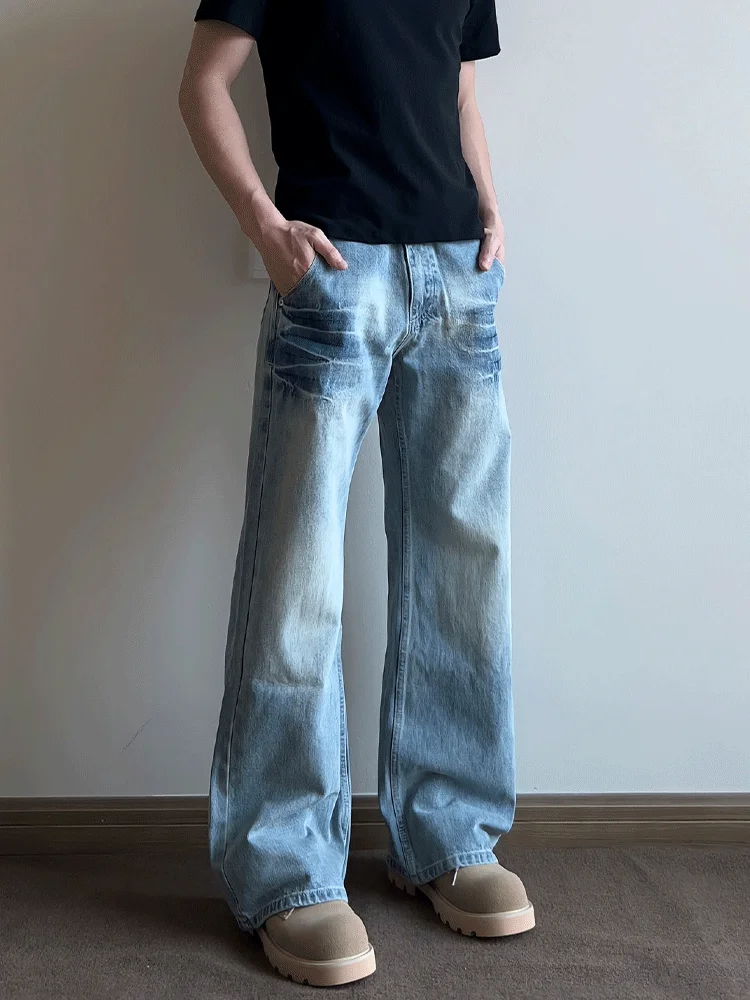 

Cleanfit Men's Denim Jeans Lightning Pattern Straight Leg Bell Bot Cool Haome mid Waist Waed Casual Wear All Seasons