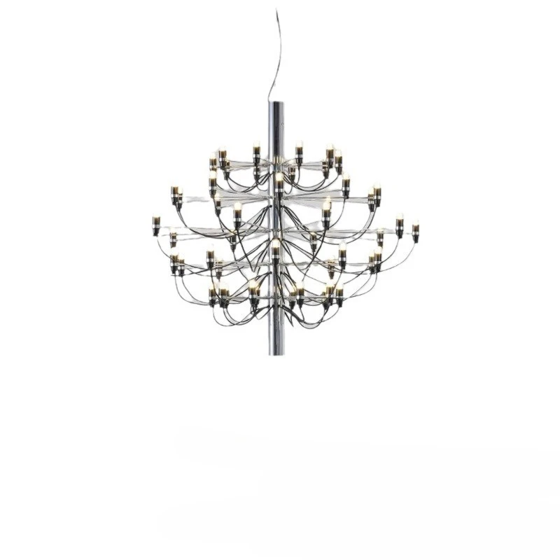 

French living room dining room chandelier, staircase designer empty duplex villa lamps