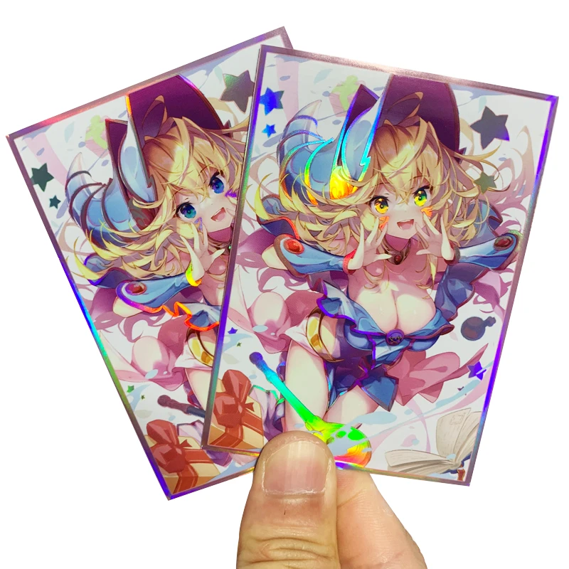 63x90mm 60PCS Holographic Sleeves YUGIOH Card Sleeves Illustration Anime Protector Card Cover for Board Games Trading Cards