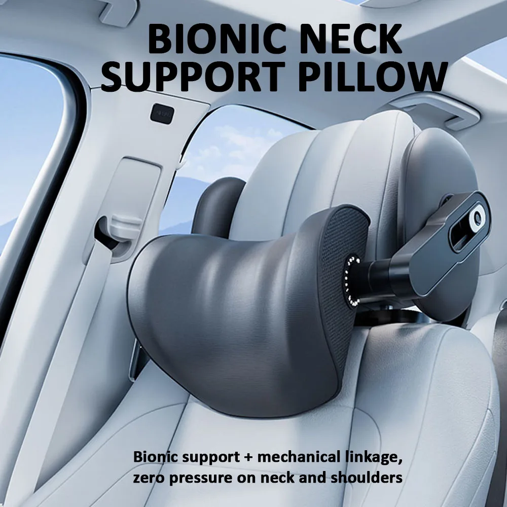 

3-In-1 Car Headrest Neck Support Pillow With Side Bolster - Thick Memory Foam 6-Way Adjustable Multiple Folding Car Pillow