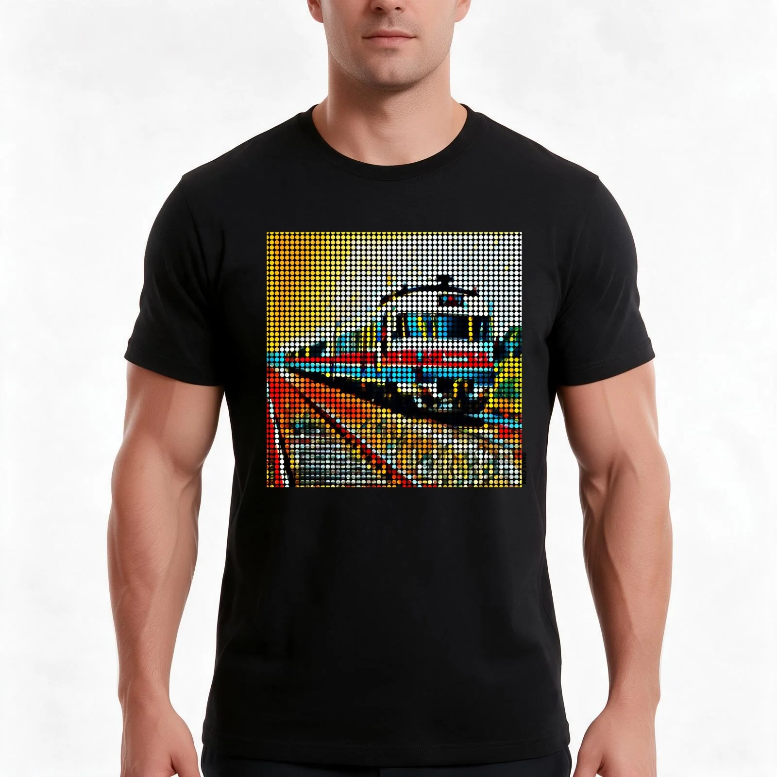 Turboliner Colored Dots T-Shirt, Summer Casual Cotton Tee, Oversized Streetwear Tops, Vintage Graphic Print, Unisex Men Women